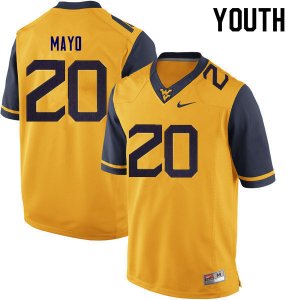 Youth West Virginia Mountaineers NCAA #20 Tae Mayo Gold Authentic Nike Stitched College Football Jersey MH15F20JJ